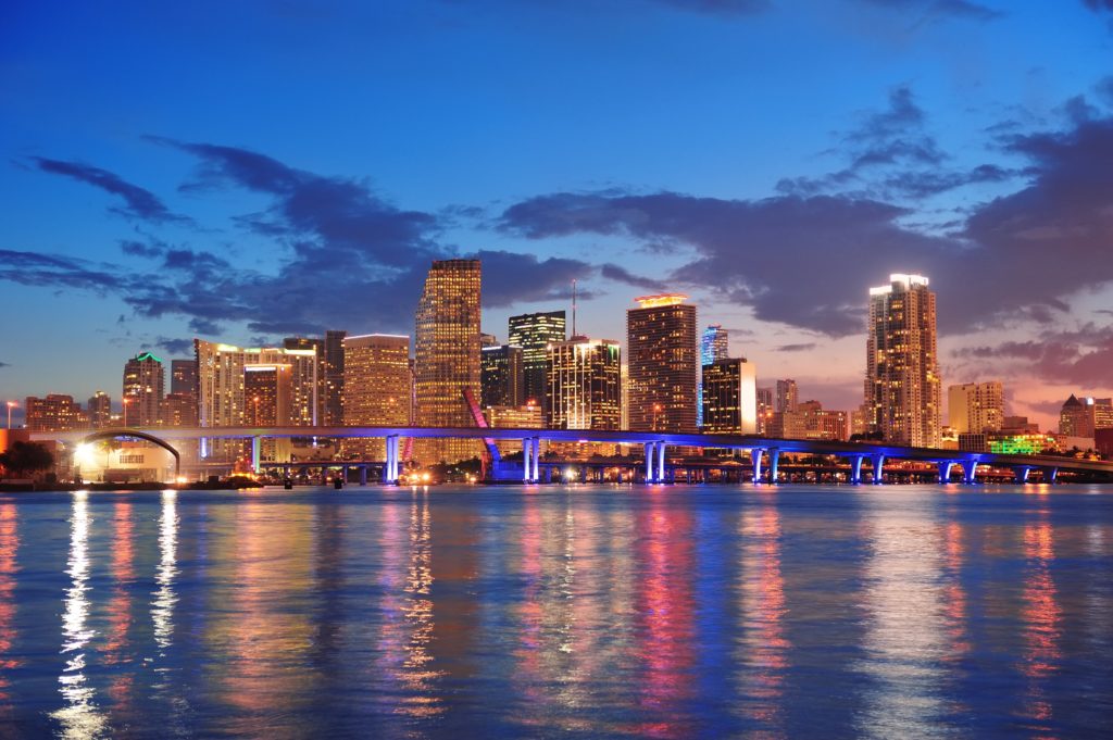 Miami skyline showing real estate luxury condos